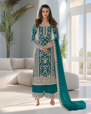 Dealbazaars Corporation Net/Lace Dyed, Embroidered, Embellished, Self Design Salwar Suit Material