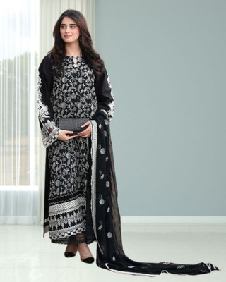 Dealbazaars Corporation Georgette Dyed, Embroidered, Embellished, Self Design Salwar Suit Material