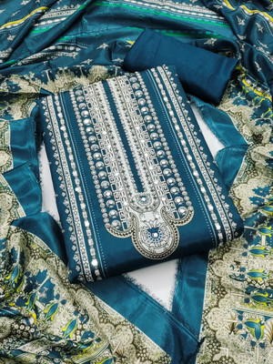 PandadiSaree Silk Blend Embellished, Printed Salwar Suit Material