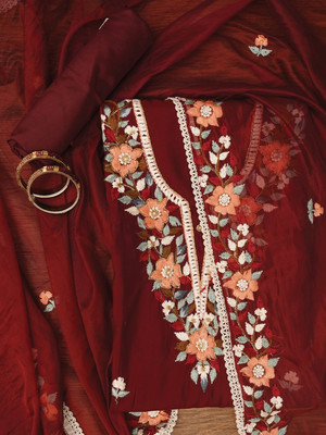 Jaipur Kurti Pure Silk Embroidered Salwar Suit Material