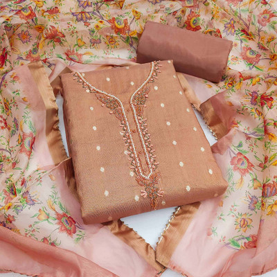 Peachmode Net/Lace Self Design Salwar Suit Material