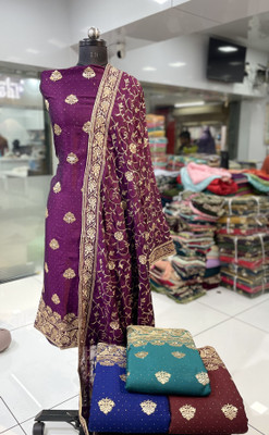 THAKURJEE FASHION Art Silk Embroidered Salwar Suit Material