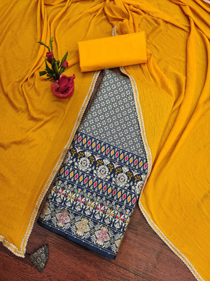 manvaa Silk Blend Embellished Salwar Suit Material