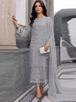 Dealbazaars Corporation Georgette Embroidered Salwar Suit Material