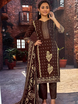 GUMBERTEXTILES Wool Printed Salwar Suit Material