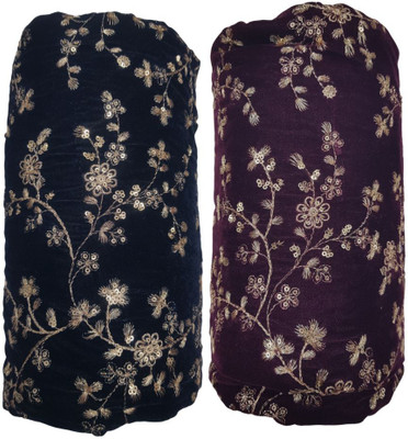 Durga Velvet Embroidered, Embellished Blouse Material