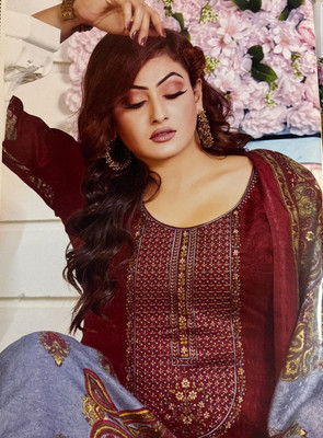 GUMBERTEXTILES Wool Printed Salwar Suit Material