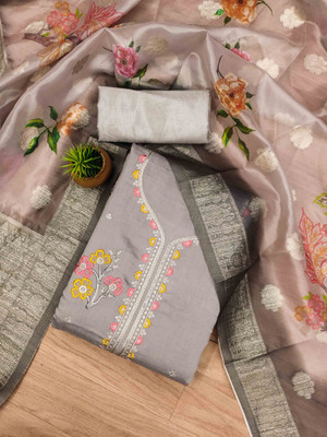 Blissta Silk Blend Embroidered Salwar Suit Material