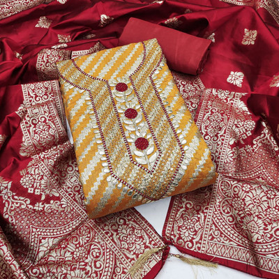 ISHA TRADE Jacquard Striped Salwar Suit Material