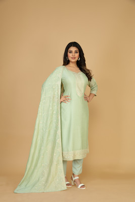 VUBA Silk Blend Embroidered Salwar Suit Material