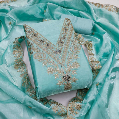 BlissFlair Georgette Embroidered Kurta Fabric