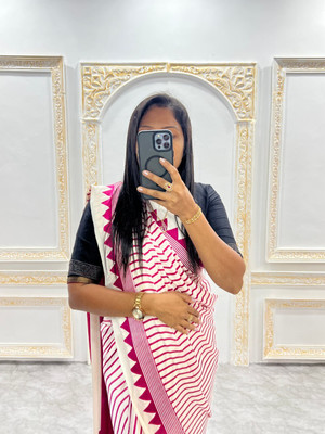 ANUVRATA Solid/Plain, Woven, Self Design, Printed Assam Silk Pure Silk Saree(Pink)