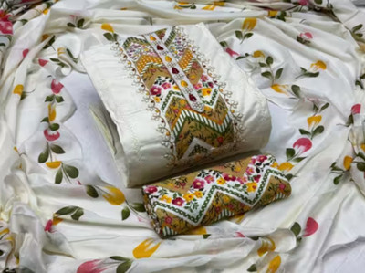 Meghdoot Textiles Pure Cotton Embroidered Salwar Suit Material