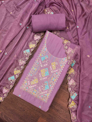 Blissta Cotton Silk Embroidered Salwar Suit Material