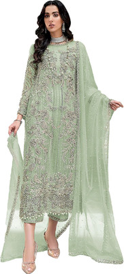 EMBOIRDERYFAB Organza Embroidered Salwar Suit Material