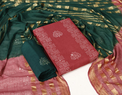 INTHIC Cotton Blend Self Design Salwar Suit Material