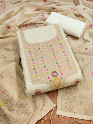 ETHANIC VILLA Cotton Silk Self Design Salwar Suit Material