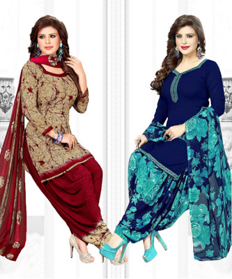 Caoimhe Crepe Solid, Printed Salwar Suit Material