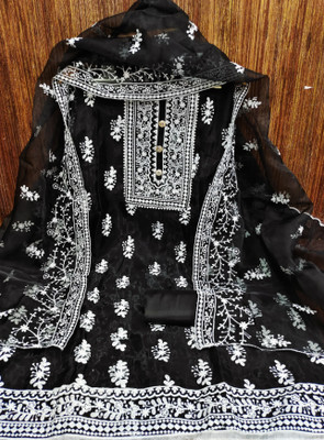 Husnpari Organza Embroidered Salwar Suit Material