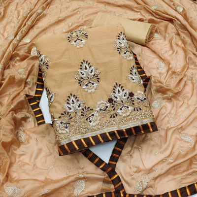 manvaa Chanderi Embroidered Salwar Suit Material