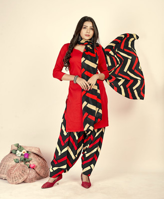 ANAND Crepe Printed Kurta & Patiyala Material