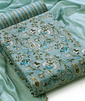 YANKITA Cotton Blend Floral Print Kurta & Patiyala Material