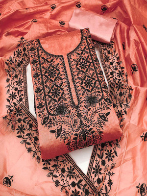 Peachmode Chanderi Embroidered Salwar Suit Material