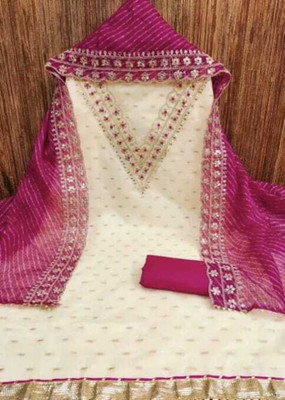 SARVOPAR Chanderi Embroidered Salwar Suit Material