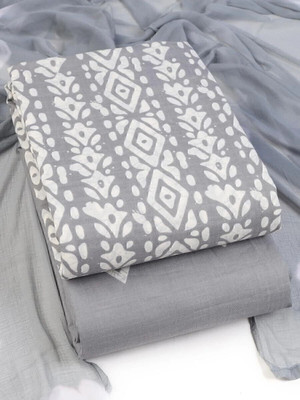 YANKITA Cotton Blend Printed Kurta & Patiyala Material