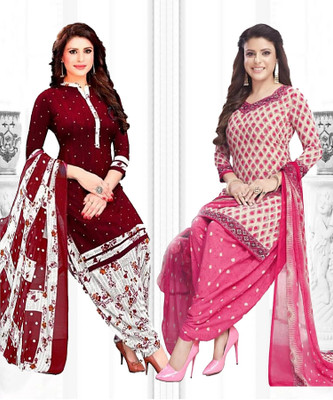 Caoimhe Crepe Solid, Printed Salwar Suit Material