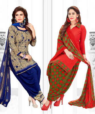 VERCO Crepe Solid, Printed Salwar Suit Material