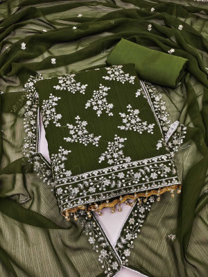 SWARNGANGA TEX Georgette Embroidered Salwar Suit Material