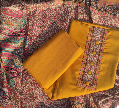 FAB JUNCTION Wool Embroidered Salwar Suit Material