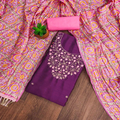 Peachmode Cotton Blend Embroidered Salwar Suit Material