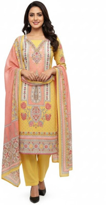 Yutoo Pure Cotton Embroidered, Floral Print Salwar Suit Material