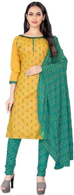 RUDRAA FAB Cotton Blend Printed Salwar Suit Material