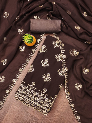 M FASHION Georgette Embroidered Salwar Suit Material