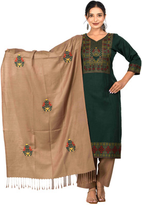 Indo Essence Wool Embroidered Kurta & Palazzo Material