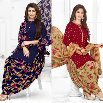 KP CLOTHING Crepe Printed Kurta & Patiyala Material
