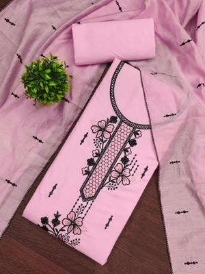 LeeliPeeri Designer Cotton Blend Embroidered, Printed Salwar Suit Material