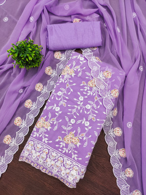 ShopGlobal Georgette Embroidered Salwar Suit Material