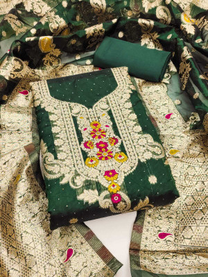 FLAPION CREATION Georgette Embroidered Salwar Suit Material