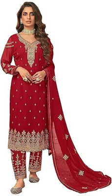 VUBA Georgette Embroidered Salwar Suit Material