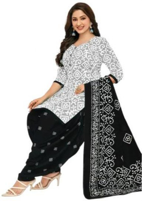 EverEthnic Cotton Blend Printed Salwar Suit Material