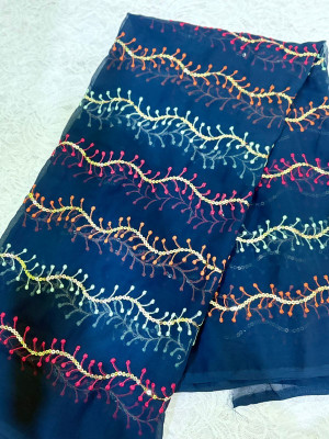 Sumitras Chiffon Embroidered Blouse Material