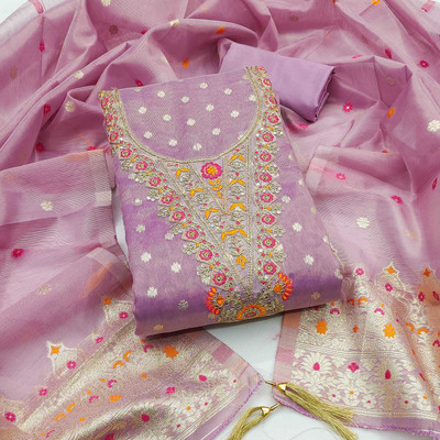 NIDHI'S FASHION Silk Blend Embroidered Salwar Suit Material