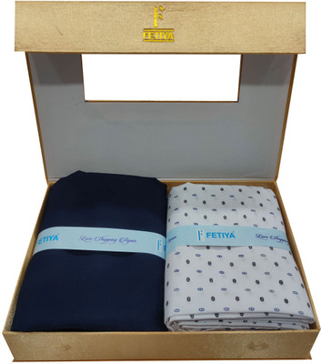 Fetiya Trendz Cotton Blend Solid, Printed Shirt & Trouser Fabric