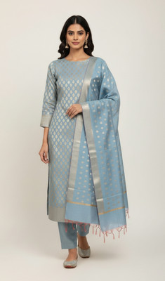 Pahnawa handloom silk Cotton Silk Self Design Salwar Suit Material