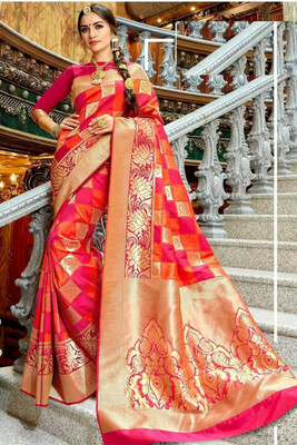 GATISHVAM TEXTILE Woven Banarasi Art Silk Saree(Red)