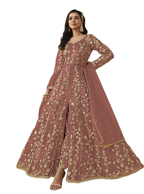 IYALAFAB Net/Lace Embroidered Salwar Suit Material